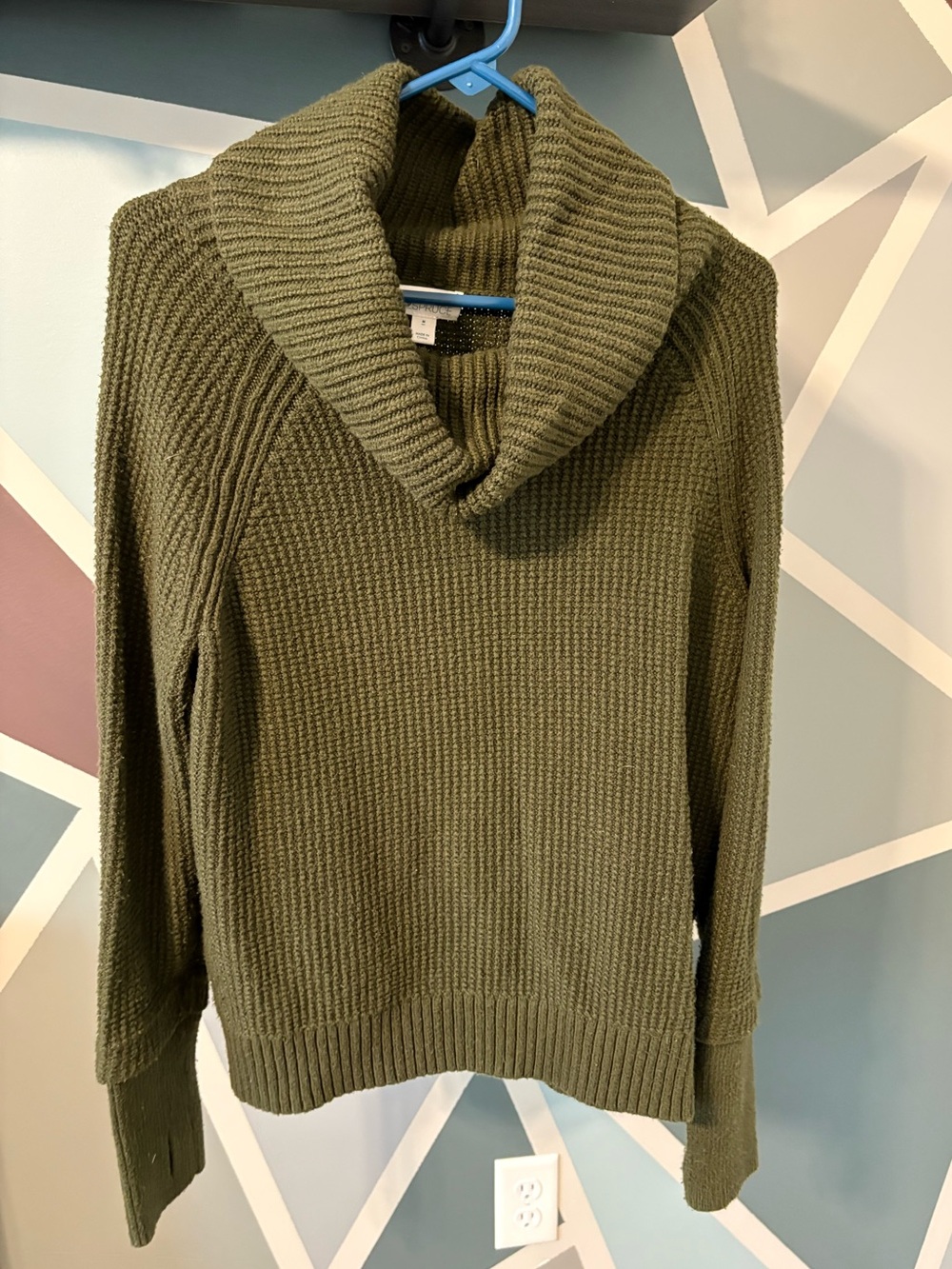 Market & Spruce Olive Green Cowl Neck Sweater